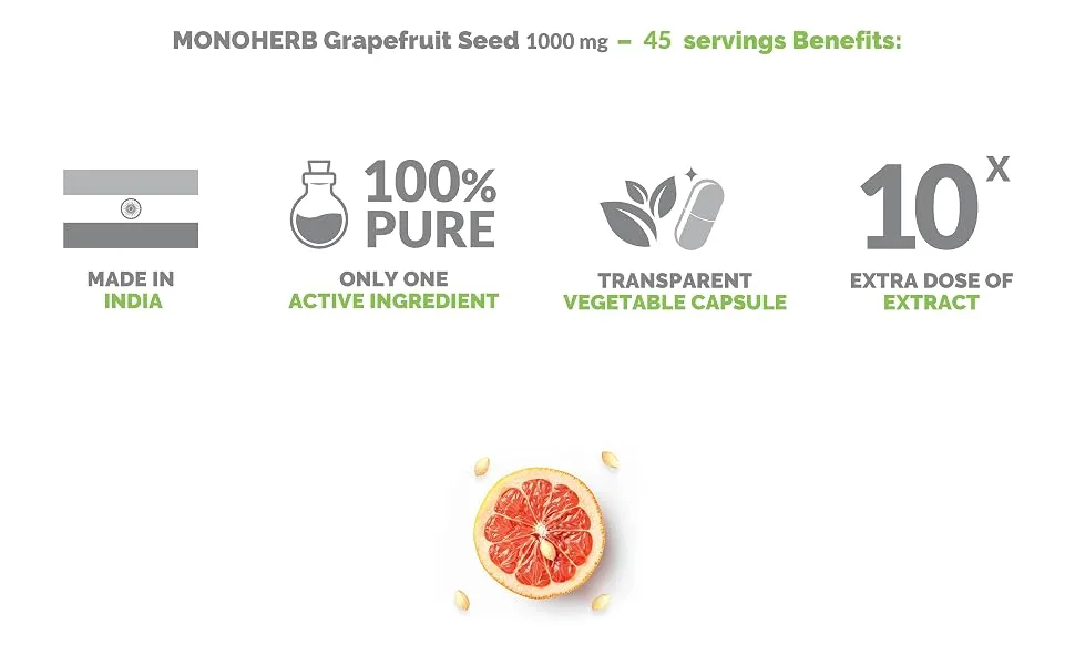 MONOHERB Grapefruit Seed Extract 1000 mg - 90 Vegetarian Capsules - Grapefruit Seed Extract capsule powder tablet pill softgel lozenge gummy drop
