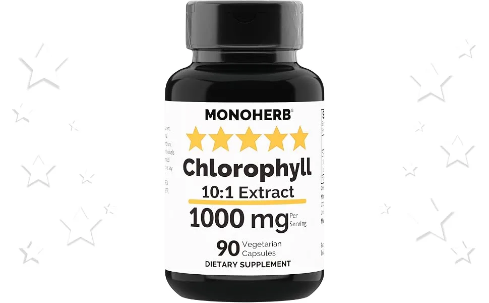 MONOHERB Chlorophyll Extract 1000 mg - 90 Vegetarian Capsules 90 Count (Pack of 1) - Chlorophyll Extract capsule powder tablet pill softgel lozenge gummy drop oil