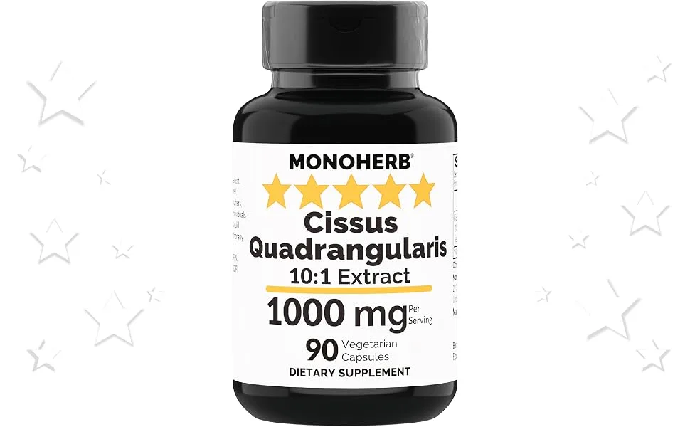 MONOHERB Cissus Quadrangularis Extract 1000 mg - 90 Vegetarian Capsules - Cissus Quadrangularis Extract capsule powder tablet natural organic pure 10x bark root plant herb
