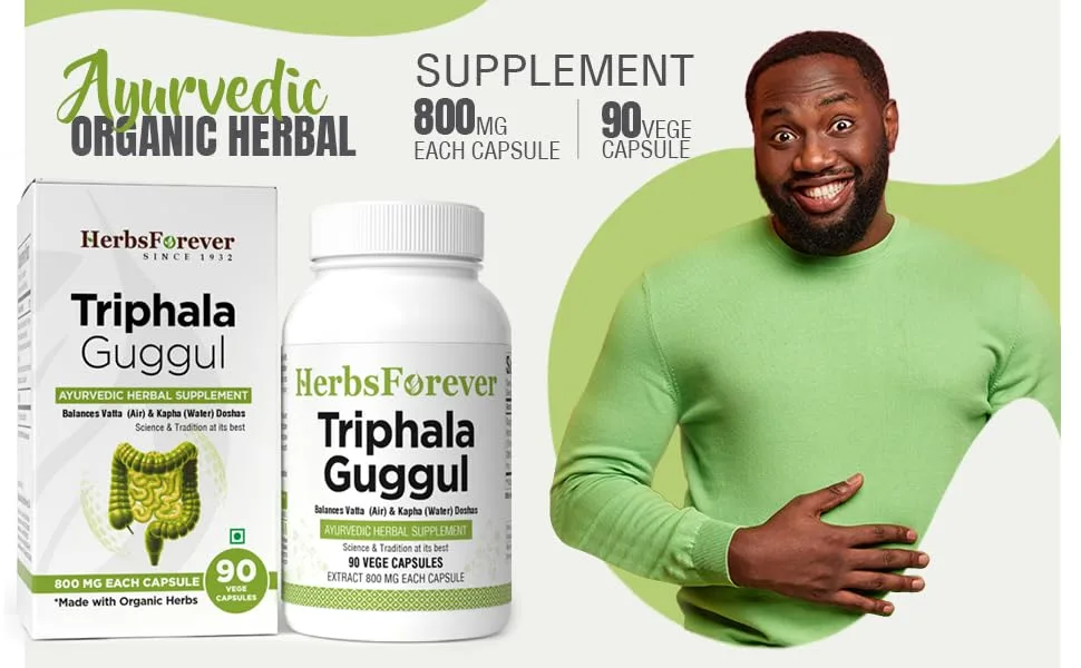 Herbsforever Triphala Guggulu Traditional Ayurvedic Formulation Healthy Digestion 90 Vege Capsules 800 Mg Each - product information 1