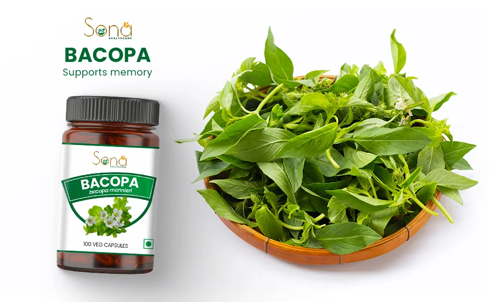 SONA Bacopa Capsule - 1000mg Veg Capsules 100 Count (Pack of 1) - Bacopa Capsule