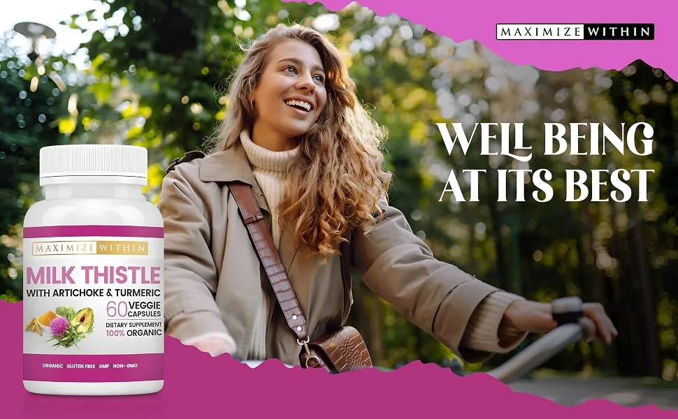 Milk Thistle with Artichoke & Turmeric Supplement - Supports Liver Detox & Support Digestive 60 Veggie Capsule 1 Count (Pack of 1) - Well being at its best