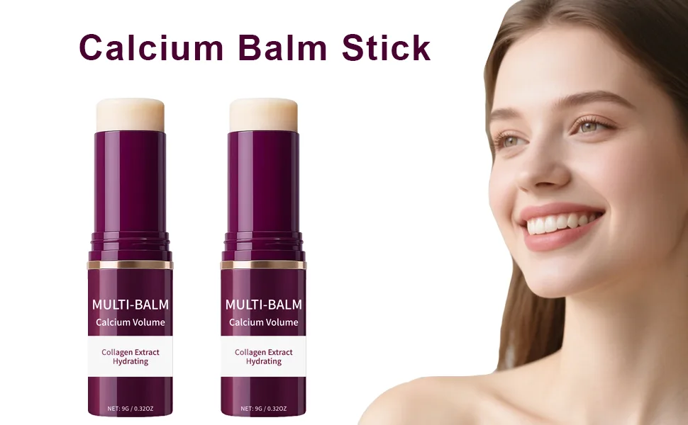 2Pcs Wrinkle Bounce Calcium Multi-Balm Stick Collagen Moisturing Multi Balm Wrinkle Core Stick for Under-Eye Forehead Neck Skin Care Line Hydrating Firm & Plump - Calcium Balm Stick