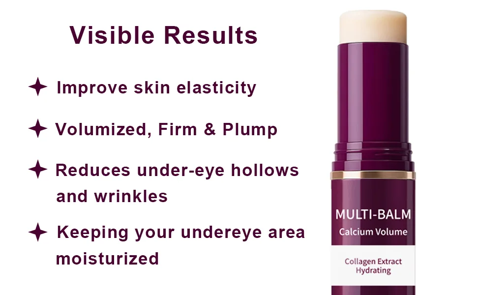 2Pcs Wrinkle Bounce Calcium Multi-Balm Stick Collagen Moisturing Multi Balm Wrinkle Core Stick for Under-Eye Forehead Neck Skin Care Line Hydrating Firm & Plump - Calcium Volume Multi-Balm