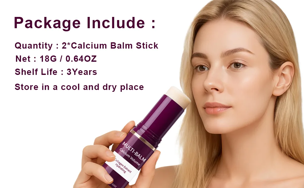 2Pcs Wrinkle Bounce Calcium Multi-Balm Stick Collagen Moisturing Multi Balm Wrinkle Core Stick for Under-Eye Forehead Neck Skin Care Line Hydrating Firm & Plump - product information 4