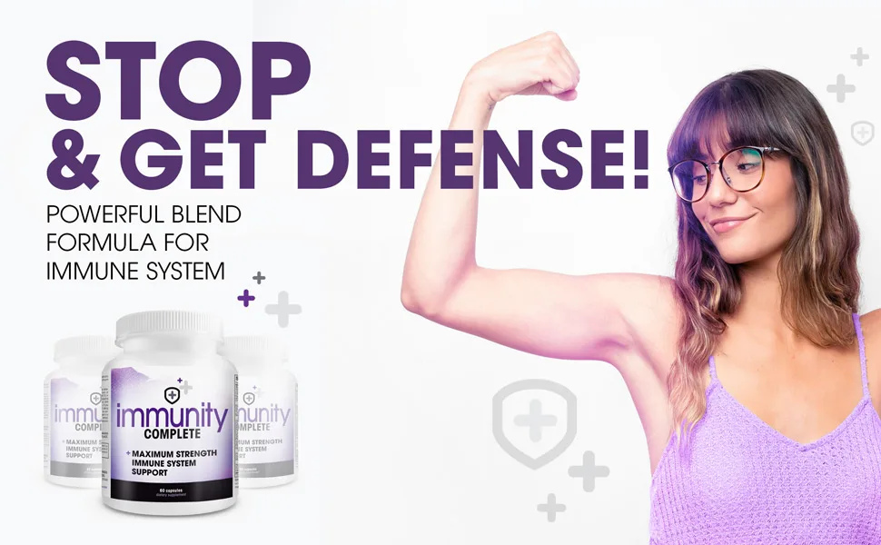 Immunity Complete - 20-in-1 Immune System Booster Formula with Cat's Claw Quercetin Vitamin C and Olive Leaf Extract 60ct 60 Count (Pack of 1) - Stop probiotic for immune support