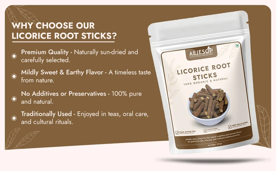 AEJESOP Licorice (Mulethi) Sticks 7oz(200g) - Licorice Root Sticks