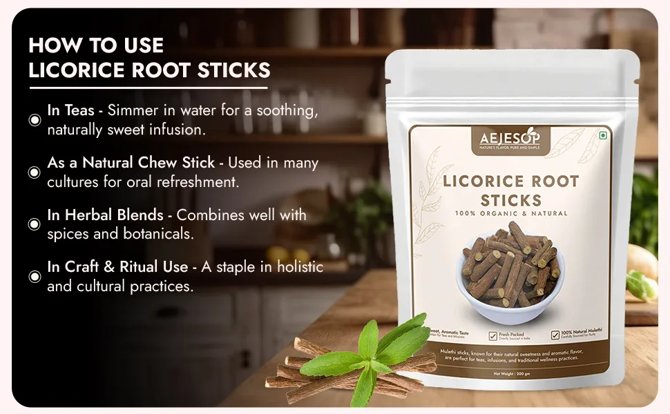 AEJESOP Licorice (Mulethi) Sticks 7oz(200g) - Licorice Root Sticks