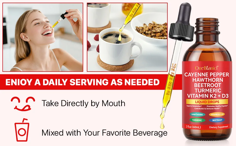Cayenne Pepper Drops - with Hawthorn Berry 2 FL OZ Liquid Supplement Organic Panax Ginseng Turmeric Curcumin 2-Pack - Cayenne Pepper Drops