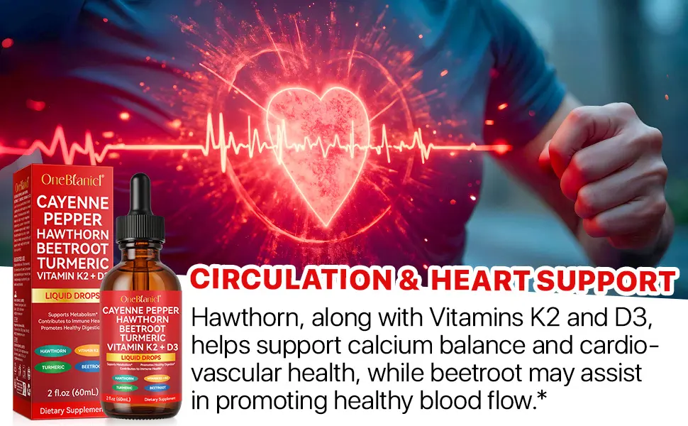 Cayenne Pepper Drops - with Hawthorn Berry 2 FL OZ Liquid Supplement Organic Panax Ginseng Turmeric Curcumin 2-Pack - Cayenne Pepper Drops