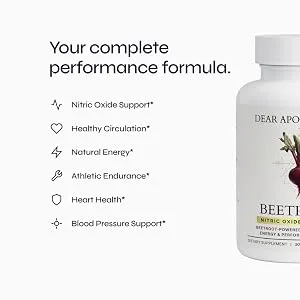 Dear Apothecary Organic Beetroot Capsules | 1300mg Beet Root Powder | Nitric Oxide Precursor | 60 Vegetarian Capsules | Non-GMO Gluten Free Vegan - beetroot benefits