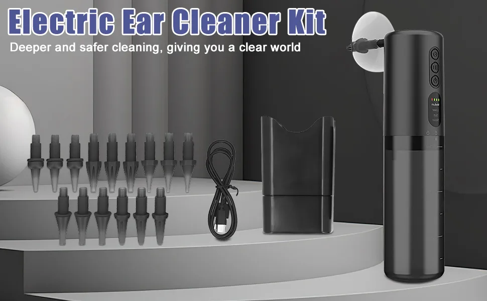 Electric Ear Wax Removal Kit Ear Irrigation Flushing System with 4 Pressure Settings Rechargerable Waterproof Effective Ear Wax Removal Tool - electric ears cleaner