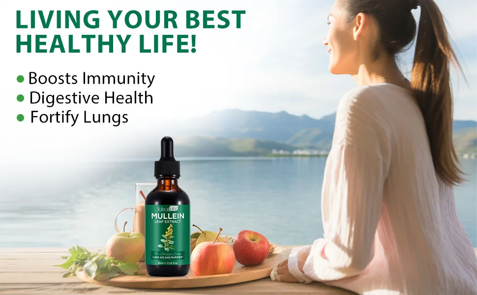 APCKFLEE 2 Fl Oz Mullein Drops Mullein Leaf Extract for Lung Cleanse Mullein Leaf Liquid Extract | Healthy Breathing| Non GMO Vegan Premium Mullein Leaf Extract - 2 Fl Oz Mullein Drops