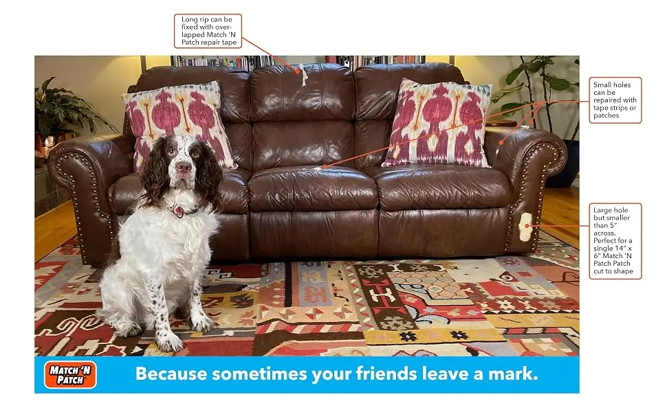 Match 'N Patch Realistic Brown Leather Repair Tape - pet damaged couch