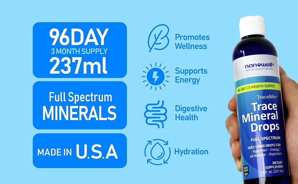 Liquid Mineral Drops Ionic Mineral Supplement | Full Spectrum Minerals | Magnesium Chloride Potassium | Low Sodium | Supports Daily Hydration & Electrolyte Balance | 96-Day Supply - Liquid Mineral Drops Bottom 1
