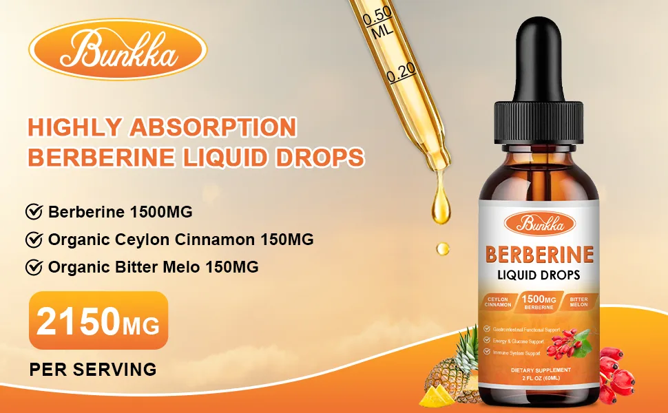 (2 Pack) Berberine Supplement Berberine Liquid Drops with Ceylon Cinnamon Bitter Melon Sugar-Free & Vegan Supplement Supports Immune System & Gastrointestinal Care - 4 FL Oz Pineapple - Berberine Supplement