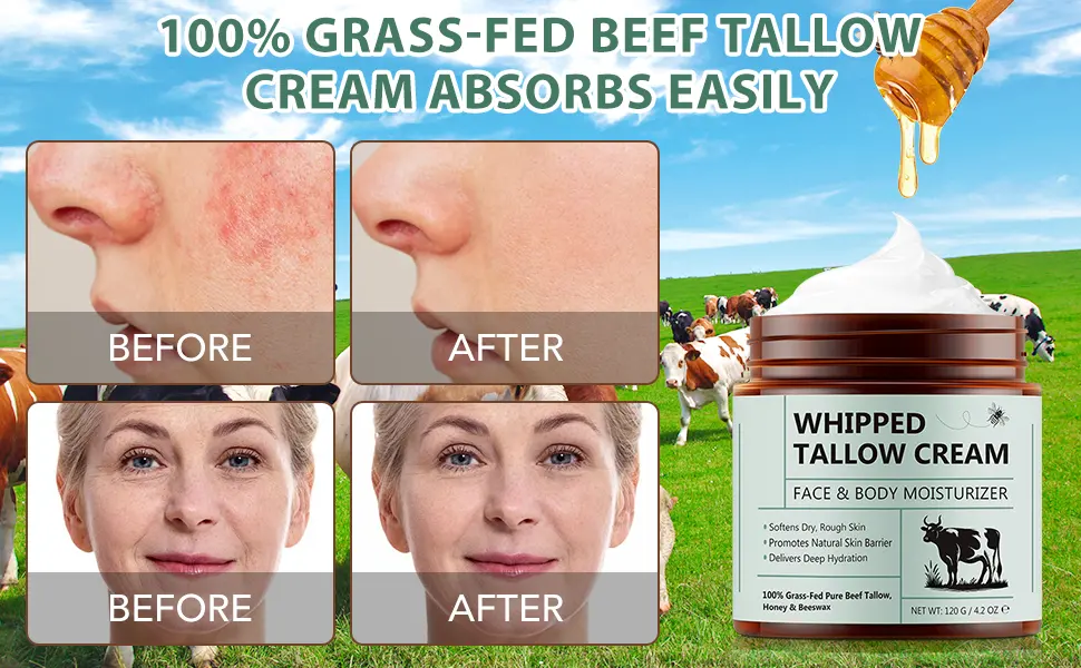 Yecuce Beef Tallow For Skin Beef Tallow 4.2 Oz Organic Beef Tallow for Face and Body Moisturizer Unscented - beef tallow moisturizer