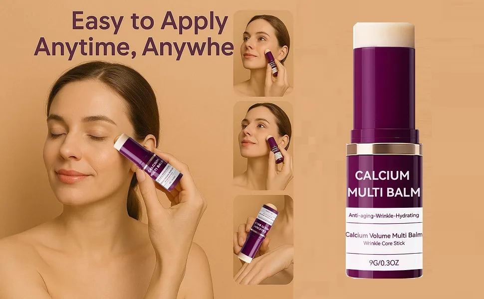 2Pcs Calcium Multi Balm Calcium Volume Multi Balm Korean Collagen Moisturing Stick Hydrating Anti-aging Suitable for Eyes Neck Face. - Calcium Volume Multi Balm