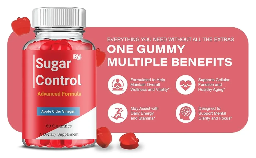 BLUE VIBE Sugar Control Keto Gummies Sugar Control Advanced Natural Keto Support Formula Gummies SugarControl Keto Apple Cider Vinegar & Overall Health Support Supplement (2 Pack - 120 Gummies) - Sugar Control Gummies
