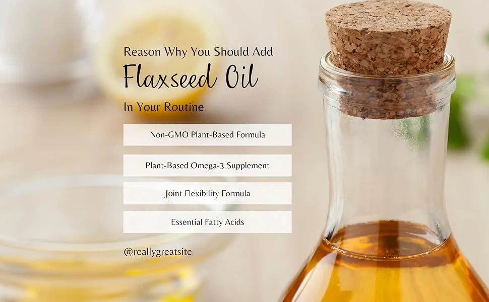 OLANTA TRADE SOLUTION Non-GMO Flaxseed Oil - Cold-Pressed Plant-Based Formula - Omega-3 Omega-6 & Omega-9 Source for Wellness - 1 Bottle 1000mg 100 Softgels - Cold-Pressed Flaxseed Oil Softgels