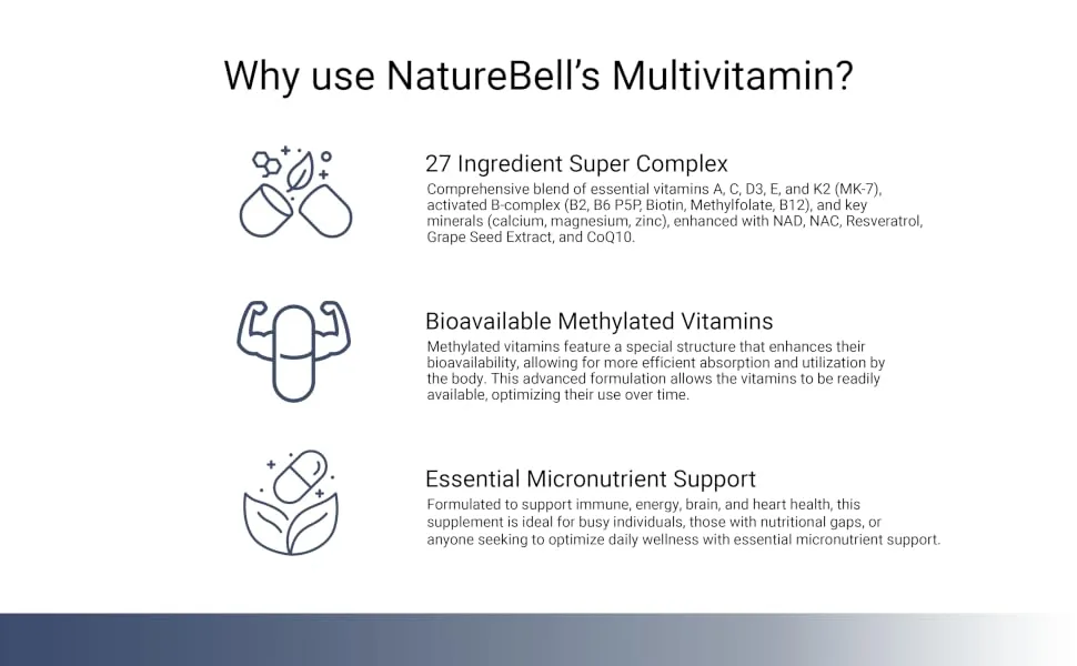Methylated Multivitamin 240 Capsules | Highly Bioavailable 27 Advanced Nutrients Vitamins A C D3 K2 + B Complex with Methylfolate Methylcobalamin & NAD NAC CoQ10 Resveratrol & Magnesium - Magnesium glycinate