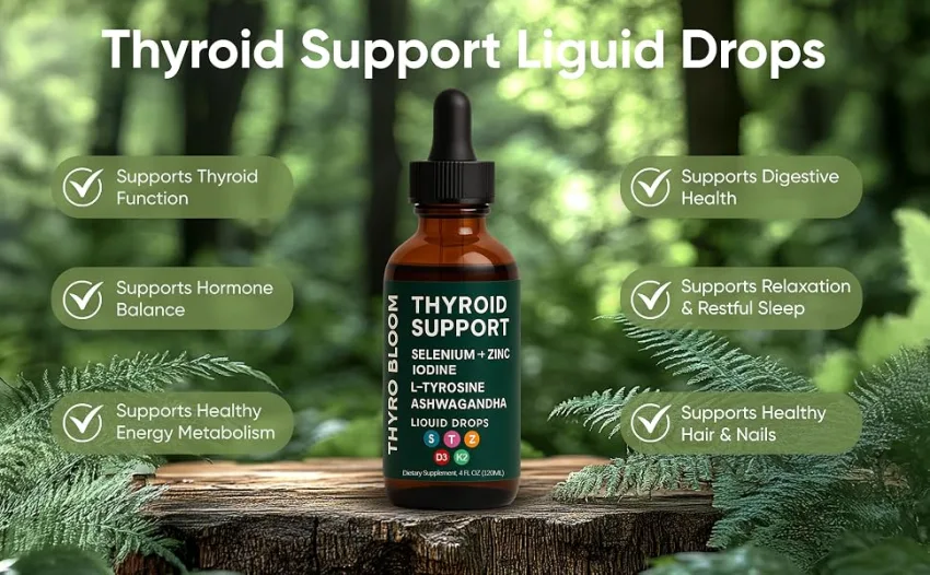 RETPMOSO Actora Thyroid Support Liquid Drops Kindled Thyroid Support Liquid Function Balance Helps Maintain Energy Mood & Metabolism with Selenium Lodine Ashwagandha & Zinc 4 fl oz (2) - Actora Thyroid Support Liquid Drops