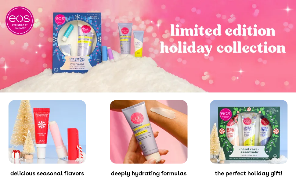 EOS Limited Edition Holiday Lip Balm Raspberry Cloud & Blackberry Bellini All-Day Moisture Made for Sensitive Skin 0.14 oz 2-Pack Clear - limited edition holiday collection