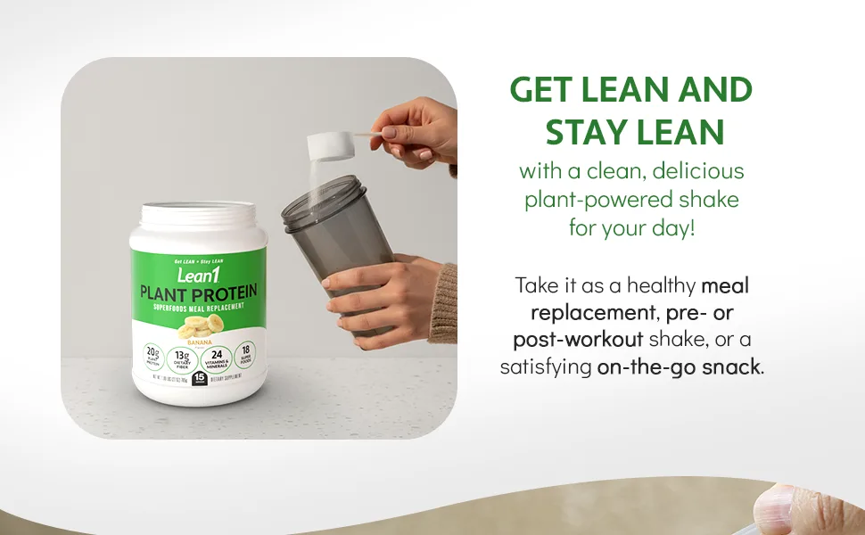 Lean1 Plant-Based Protein Powder Meal Replacement Banana Flavor 15 Serving - Lean1 Plant Protein Banana