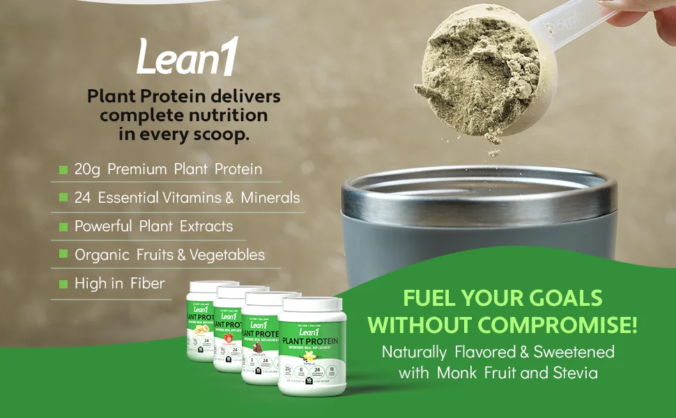 Lean1 Plant-Based Protein Powder Meal Replacement Banana Flavor 15 Serving - Lean1 Plant Protein Banana