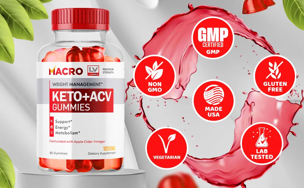 LIVORKA Macro Keto ACV Gummies Macro Gummies Advanced Formula 60 Gummies Per Bottle for 30 Days - Macro Keto ACV