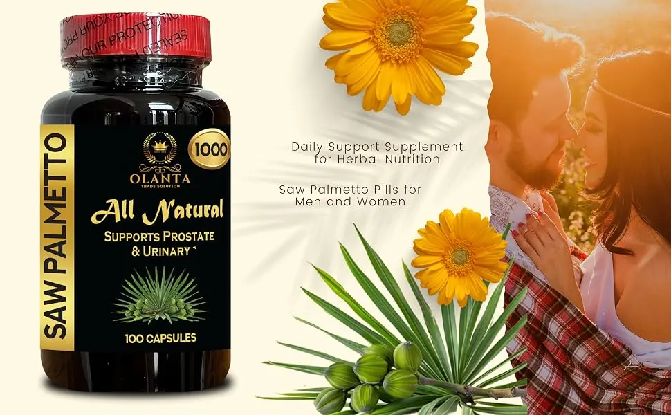 Natural Prostate Health Solution Saw Palmetto Extract for Male Urinary Support Comfort and Energy with Herbal Ingredients - 200 Capsules - Prostate support for men