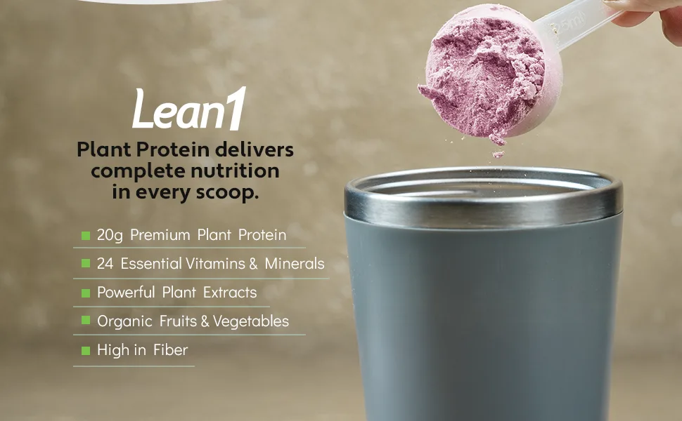 Lean1 Plant Based Protein Powder Meal Replacement strawberry flavor 15 serving - Lean1 Plant Protein Strawberry