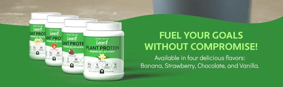Lean1 Plant Based Protein Powder Meal Replacement strawberry flavor 15 serving - Lean1 Plant Protein Strawberry