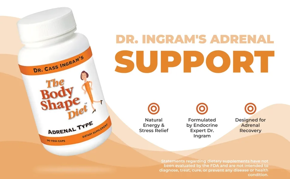 Dr. Cass Ingram's Premium Adrenal Support Formula - Natural Energy & Stress Support with Wild Mediterranean Herbs Royal Jelly & Glandular Complex - 90 Capsules - Dr. Cass Ingram's Adrenal Support Formula
