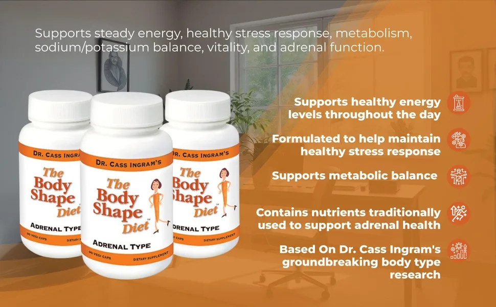 Dr. Cass Ingram's Premium Adrenal Support Formula - Natural Energy & Stress Support with Wild Mediterranean Herbs Royal Jelly & Glandular Complex - 90 Capsules - Dr. Cass Ingram Adrenal Support Benefits