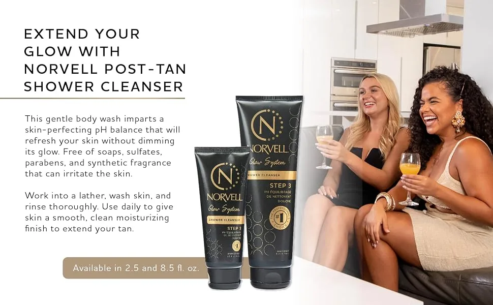 Norvell Post Sunless Self Tanner pH Balancing Cleanser - Travel Size Body Wash 2.5 fl.oz - Extend your glow with norvell post tan shower cleanser