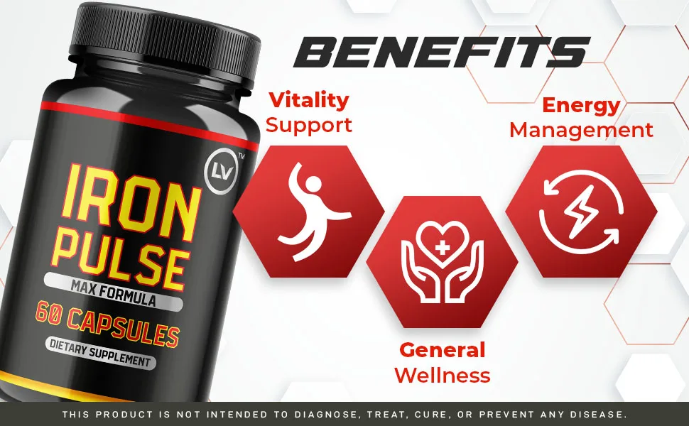 Iron Pulse Capsules - Official IronPulse Advanced Max Formula Supplement Support 60 Capsules for 1 Month - iron pulse ironpulse advanced formula capsules pills