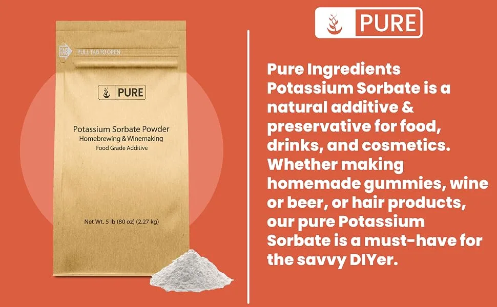 Pure Original Ingredients Potassium Sorbate (5 lb) Homebrewing & Winemaking Food Grade Additive & Preservative 8 Ounce (Pack of 1) - product information 1