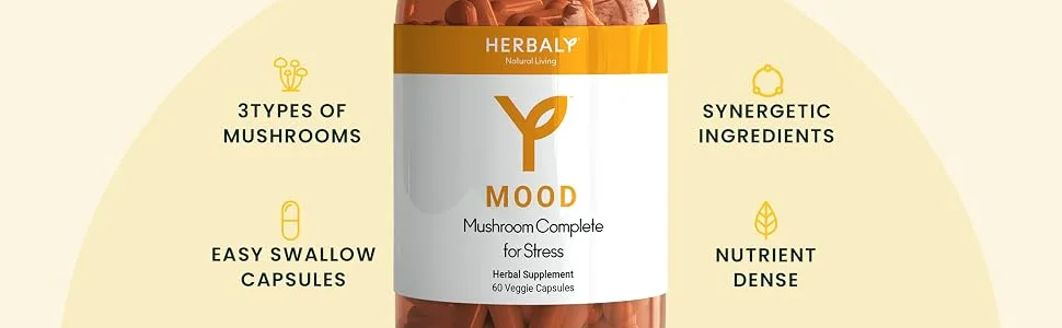 HERBALY Mood Mushroom Complete Capsules - Mood Mushroom complete for stress