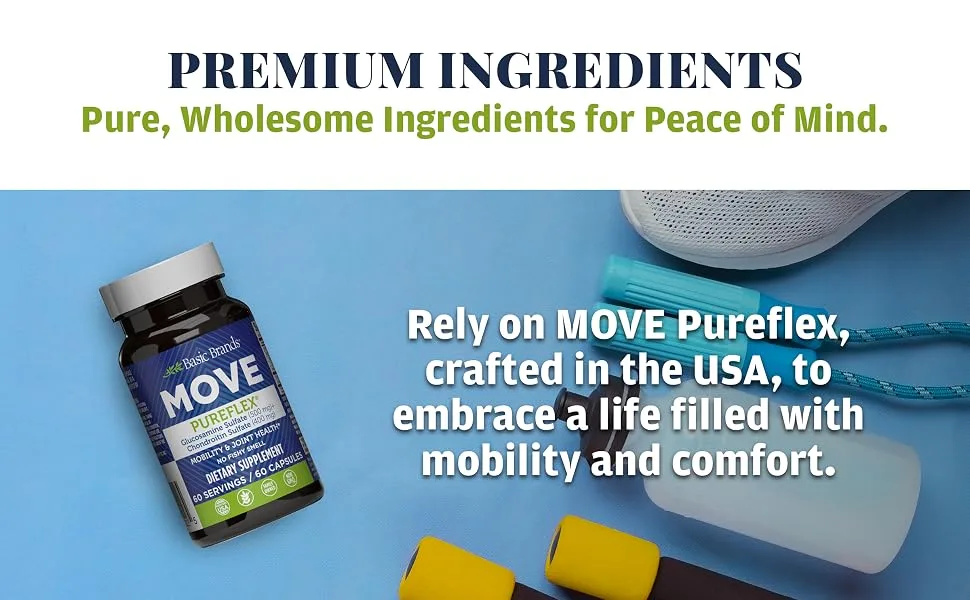 Basic Brands - Move Pureflex Glucosamine Chondroitin - Joint Support Supplement for Flexibility & Mobility - 60 Capsules - 2-Pack 60 Count (Pack of 2) - product information 4