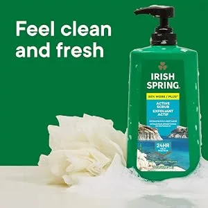 Irish Spring Active Scrub Exfoliating Body Wash for Men 24-Hour Fresh Biodegradable Ingredients Paraben Free Cool Fresh Scent 30 fl oz Pump Bottle (Pack of 2) - image