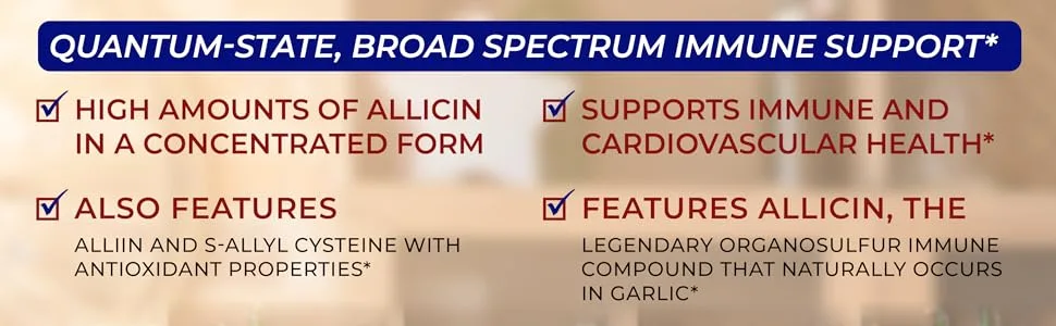 Quantum Nutrition Labs Quantum Garlic Complex - Garlic Allicin Supplements Garlic Pills Allicin Extract Garlic Extract Organic Garlic Capsules Immune Support - 60 Vegetarian Capsules - 12591-1