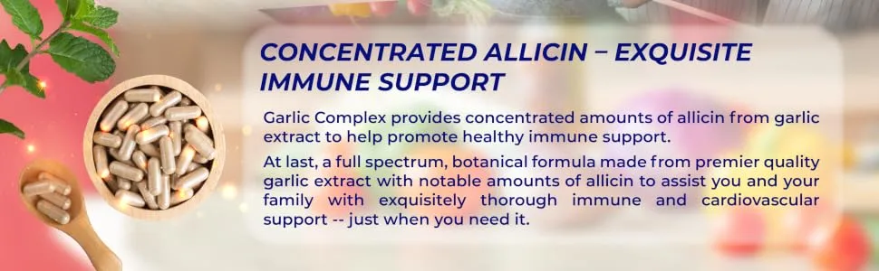 Quantum Nutrition Labs Quantum Garlic Complex - Garlic Allicin Supplements Garlic Pills Allicin Extract Garlic Extract Organic Garlic Capsules Immune Support - 60 Vegetarian Capsules - 12591-4