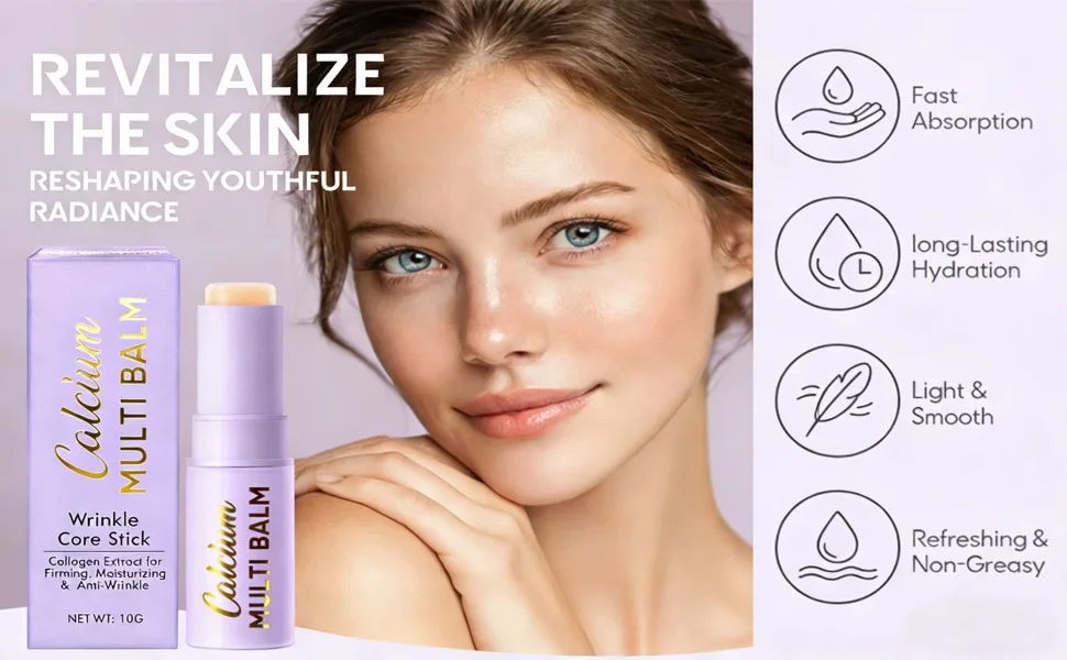 Bizzico Calcium Multi Balm Stick Collagen Solid Moisturizing Stick Hydrating&Firming Skin Moisturizing Cream Suitable for Eyes Neck Face - product information 1