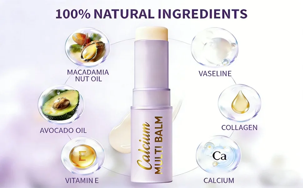 Bizzico Calcium Multi Balm Stick Collagen Solid Moisturizing Stick Hydrating&Firming Skin Moisturizing Cream Suitable for Eyes Neck Face - product information 2