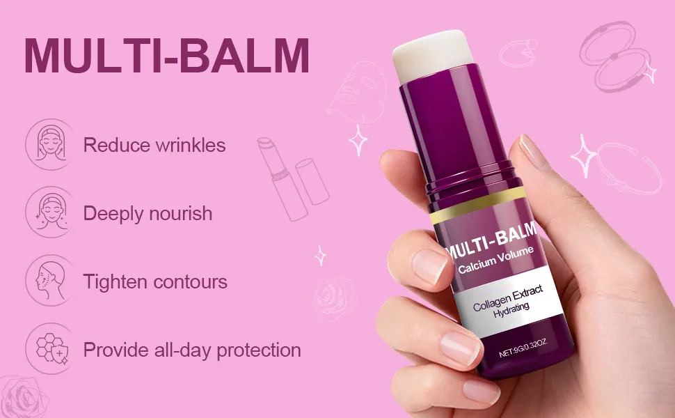 BlueBouff Calcium Multi Balm Calcium Volume Multi Balm Wrinkle Core Stick Anti-aging Hydrating Almond & Vitamin E for Eyes Neck Face for All Skin Types 2PCS - product information 1