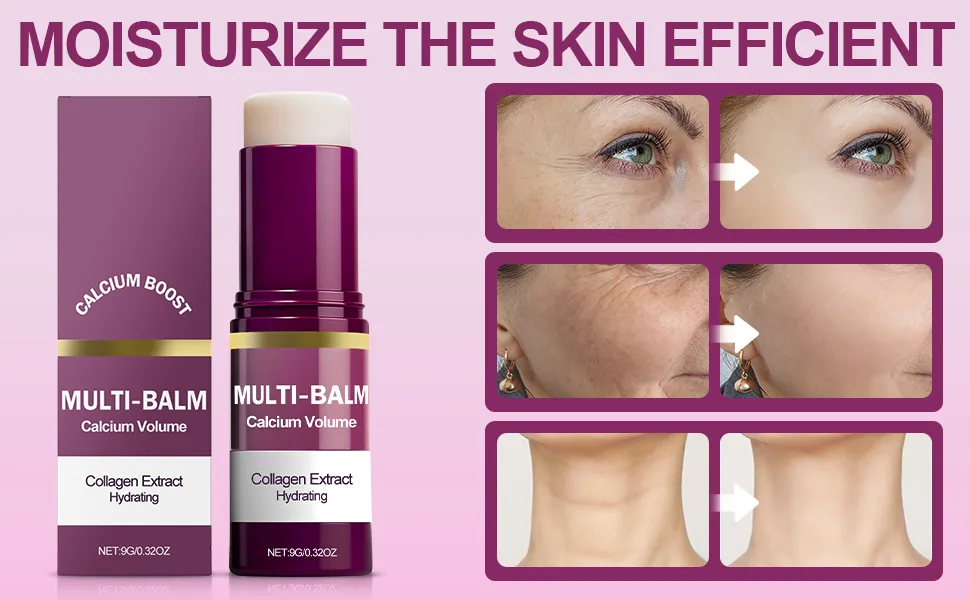BlueBouff Calcium Multi Balm Calcium Volume Multi Balm Wrinkle Core Stick Anti-aging Hydrating Almond & Vitamin E for Eyes Neck Face for All Skin Types 2PCS - product information 4