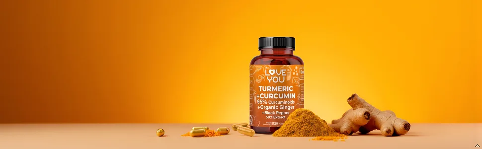 Love You Turmeric Curcumin with Organic Ginger & BioPerine Black Pepper 120 Vegan Capsules - Image generated for ASIN B0DP3NFS3L