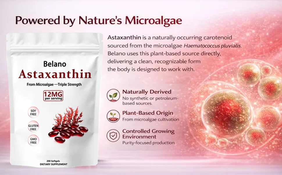 Belano Astaxanthin 12 mg 200 Softgels Natural Astaxanthin Antioxidant Supplement Clean Formula Non-GMO Verified & Gluten Free - product information 2