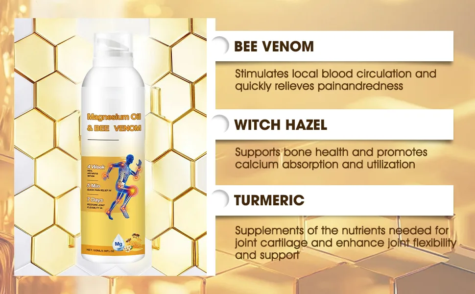 Magnesium Oil Bee Venom Joint Spray Professional Magnesium Joint Oil 3.52 OZ Bee Venom Joint and Bone Spray for Back Knee Hands Neck 2 PCS - product information 2